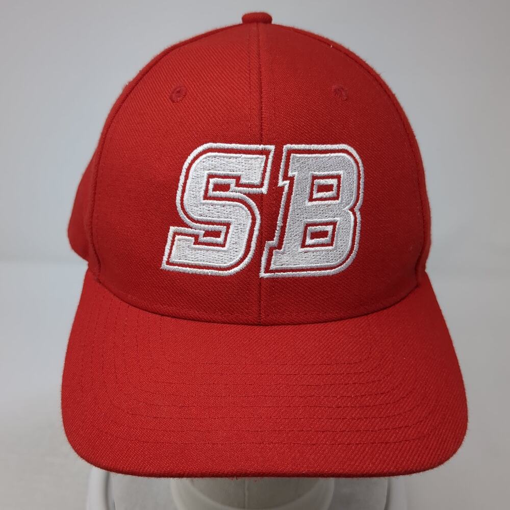 Sb Strapback Hat Red Large Solid Adjustable Embro… - image 2